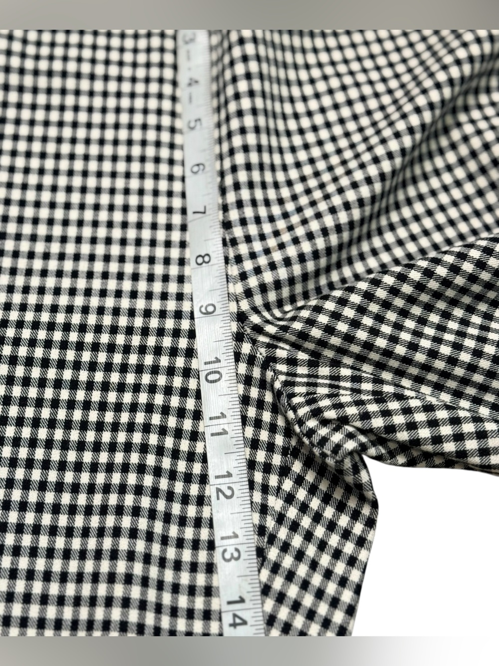 H&M Black White Gingham Pull On Ankle Pants Stretch Size 12 - Picture 12 of 13